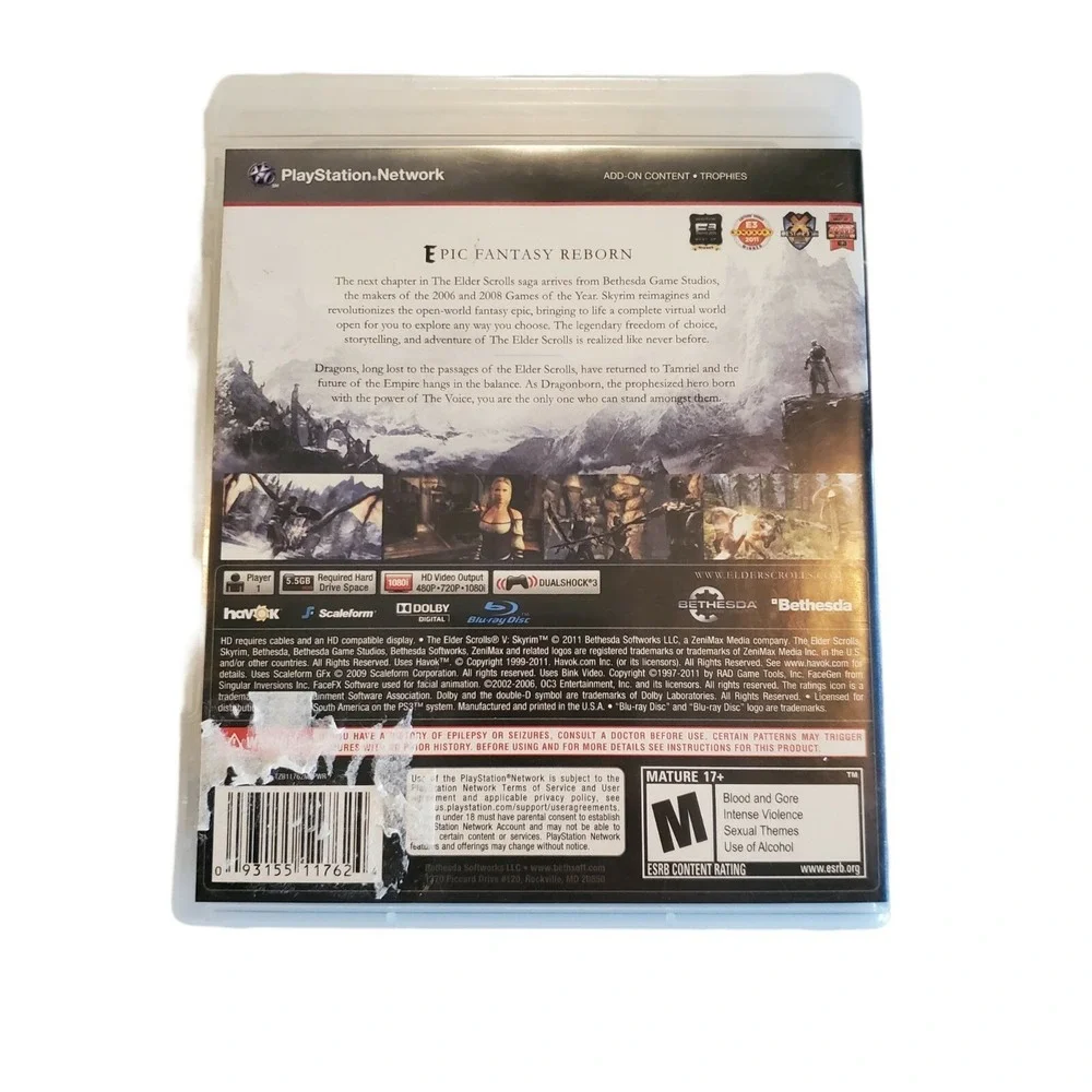 PS3 PlayStation 3 The Elder Scrolls V: Skyrim 2011 Complete Game Case Manual